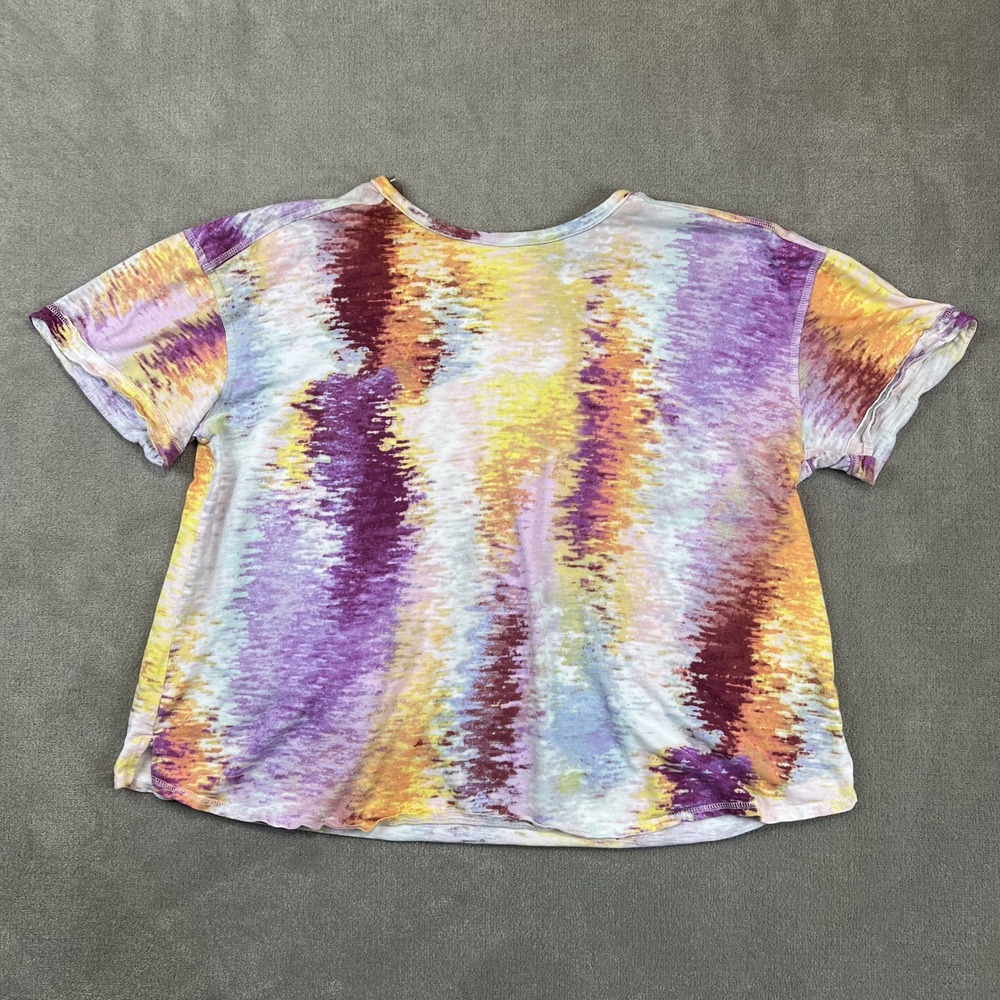Westbound Woman 2X Top Plus Size Abstract Tie Dye Print Short Sleeve Boho Tee